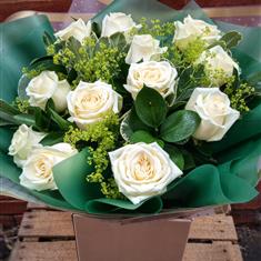Luxe Dozen White Roses